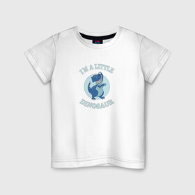 Детская футболка хлопок с принтом Маленький милый динозавр в Петрозаводске, 100% хлопок | круглый вырез горловины, полуприлегающий силуэт, длина до линии бедер | детский принт | дино | динозавр | для детей | подарок ребенку