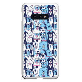 Чехол для Samsung S10E с принтом Забавные Пёсели паттерн Funny Dogs pattern в Петрозаводске, Силикон | Область печати: задняя сторона чехла, без боковых панелей | dog | бульдог | далматинец | йорк | мопс | песик | порода | смешной | собака