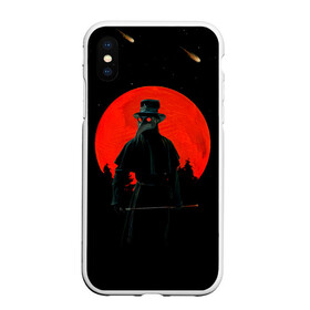 Чехол для iPhone XS Max матовый с принтом plague doctor ЧУМНОЙ ДОКТОР в Петрозаводске, Силикон | Область печати: задняя сторона чехла, без боковых панелей | art | artwork | dark | illustration | moon | plague doctor | red moon | арт | луна | мрак | ночь | чума | чумной доктор