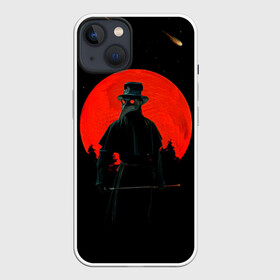 Чехол для iPhone 13 с принтом plague doctor ЧУМНОЙ ДОКТОР в Петрозаводске,  |  | art | artwork | dark | illustration | moon | plague doctor | red moon | арт | луна | мрак | ночь | чума | чумной доктор