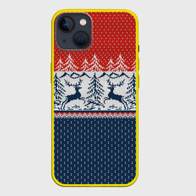 Чехол для iPhone 13 с принтом НОВОГОДНИЙ УЗОР в Петрозаводске,  |  | background | christmas | deer | holiday | knitted pattern | new year | new years pattern | pattern | texture | tree | вязаный узор | елка | елочка | новогодний узор | новый год | олени | паттерн | праздник | рождество | текстура | узор | фон