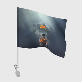 Флаг для автомобиля с принтом JioK огонь в Петрозаводске, 100% полиэстер | Размер: 30*21 см | дым | монстры | огонь | персонаж | человек