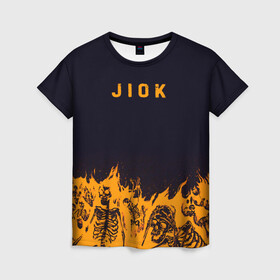 Женская футболка 3D с принтом Jiok пламя в Петрозаводске, 100% полиэфир ( синтетическое хлопкоподобное полотно) | прямой крой, круглый вырез горловины, длина до линии бедер | люди | надпись | огонь | пламя | скелеты