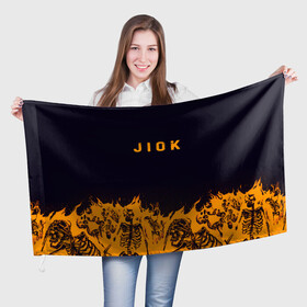 Флаг 3D с принтом Jiok пламя в Петрозаводске, 100% полиэстер | плотность ткани — 95 г/м2, размер — 67 х 109 см. Принт наносится с одной стороны | люди | надпись | огонь | пламя | скелеты