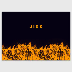 Поздравительная открытка с принтом Jiok пламя в Петрозаводске, 100% бумага | плотность бумаги 280 г/м2, матовая, на обратной стороне линовка и место для марки
 | люди | надпись | огонь | пламя | скелеты