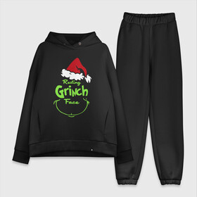 Женский костюм хлопок Oversize с принтом Resting Grinch Face. в Петрозаводске,  |  | 2022 | grinch | happy new year | merry christmas | год тигра | гринч | зима близко | нг | новогодний | новый год | новый год 2022 | рождество | снег | снежинки