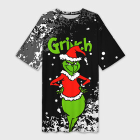 Платье-футболка 3D с принтом Grinch На всех обиделся. в Петрозаводске,  |  | 2022 | grinch | happy new year | merry christmas | год тигра | гринч | зима близко | нг | новогодний | новый год | новый год 2022 | рождество | снег | снежинки