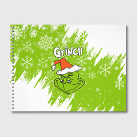 Альбом для рисования с принтом Grinch Green. в Петрозаводске, 100% бумага
 | матовая бумага, плотность 200 мг. | 2022 | grinch | happy new year | merry christmas | год тигра | гринч | зима близко | нг | новогодний | новый год | новый год 2022 | рождество | снег | снежинки