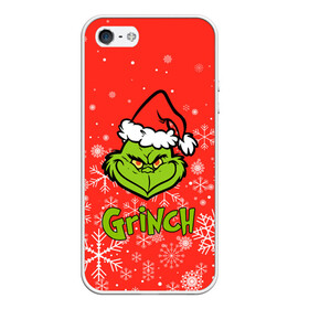 Чехол для iPhone 5/5S матовый с принтом Grinch Red. в Петрозаводске, Силикон | Область печати: задняя сторона чехла, без боковых панелей | 2022 | grinch | happy new year | merry christmas | год тигра | гринч | зима близко | нг | новогодний | новый год | новый год 2022 | рождество | снег | снежинки