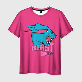 Мужская футболка 3D с принтом Mr Beast Gaming Full Print (Pink edition) в Петрозаводске, 100% полиэфир | прямой крой, круглый вырез горловины, длина до линии бедер | gamer | games | gaming | mr beast | mrbeast | youtube | блогеры | игры | мистер бист | ютуберы