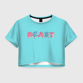 Женская футболка Crop-top 3D с принтом Mr Beast Donut в Петрозаводске, 100% полиэстер | круглая горловина, длина футболки до линии талии, рукава с отворотами | mr beast | mrbeast | youtube | арты | блогеры | мистер бист | прикольные надписи | ютуберы