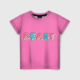 Детская футболка 3D с принтом Mr Beast Donut (Pink edition) в Петрозаводске, 100% гипоаллергенный полиэфир | прямой крой, круглый вырез горловины, длина до линии бедер, чуть спущенное плечо, ткань немного тянется | arts | mr beast | mrbeast | youtube | арты | блогеры | мистер бист | прикольные надписи | ютуб | ютуберы