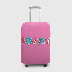 Чехол для чемодана 3D с принтом Mr Beast Donut (Pink edition) в Петрозаводске, 86% полиэфир, 14% спандекс | двустороннее нанесение принта, прорези для ручек и колес | arts | mr beast | mrbeast | youtube | арты | блогеры | мистер бист | прикольные надписи | ютуб | ютуберы