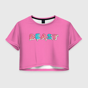 Женская футболка Crop-top 3D с принтом Mr Beast Donut (Pink edition) в Петрозаводске, 100% полиэстер | круглая горловина, длина футболки до линии талии, рукава с отворотами | arts | mr beast | mrbeast | youtube | арты | блогеры | мистер бист | прикольные надписи | ютуб | ютуберы