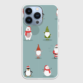 Чехол для iPhone 13 Pro с принтом Новый Гoд в Петрозаводске,  |  | 2022 | гном | год | дед | зима | мишка | мороз | новый | пингвин | праздик | рождество | снеговик | узор