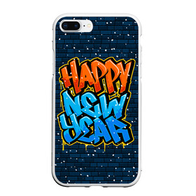 Чехол для iPhone 7Plus/8 Plus матовый с принтом С Новым Годом граффити / Happy New Year graffiti в Петрозаводске, Силикон | Область печати: задняя сторона чехла, без боковых панелей | graffiti | wall | граффити | зима | новый год | рождество | снег | снежинка | стена