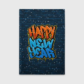 Обложка для автодокументов с принтом С Новым Годом граффити / Happy New Year graffiti в Петрозаводске, натуральная кожа |  размер 19,9*13 см; внутри 4 больших “конверта” для документов и один маленький отдел — туда идеально встанут права | graffiti | wall | граффити | зима | новый год | рождество | снег | снежинка | стена