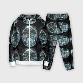 Детский костюм 3D с принтом Skulls pattern 2028 в Петрозаводске,  |  | fashion | future | pattern | skull | vanguard | авангард | будущее | мода | стекло | узор | череп