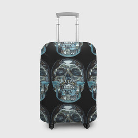 Чехол для чемодана 3D с принтом Skulls pattern 2028 в Петрозаводске, 86% полиэфир, 14% спандекс | двустороннее нанесение принта, прорези для ручек и колес | fashion | future | pattern | skull | vanguard | авангард | будущее | мода | стекло | узор | череп