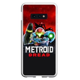 Чехол для Samsung S10E с принтом Space Fight | Metroid Dread в Петрозаводске, Силикон | Область печати: задняя сторона чехла, без боковых панелей | game | logo | mercurysteam | metroid | metroid dread | metroid fusion | samus aran | игра | компьютерная игра | лого | логотип | метроид | метроид дреад | мэтроид | мэтройдо дореддо | самус аран | эмблема