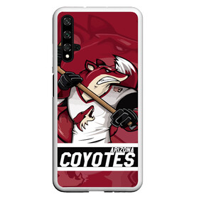 Чехол для Honor 20 с принтом Аризона Койотис Arizona Coyotes в Петрозаводске, Силикон | Область печати: задняя сторона чехла, без боковых панелей | Тематика изображения на принте: arizona | arizona coyotes | coyotes | hockey | nhl | usa | аризона | аризона койотис | койотис | нхл | спорт | сша | феникс | финикс койотс | хоккей | шайба