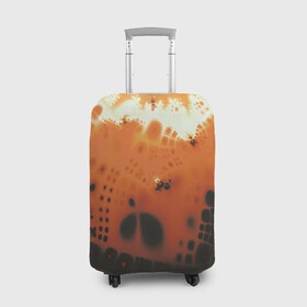 Чехол для чемодана 3D с принтом Коллекция Journey Оранжевый взрыв 126-3 2 в Петрозаводске, 86% полиэфир, 14% спандекс | двустороннее нанесение принта, прорези для ручек и колес | abstraction | black | bright | fractal | orange | абстракция | на витрину | оранжевый | фрактал | черный | яркий