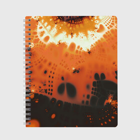 Тетрадь с принтом Коллекция Journey Оранжевый взрыв 126-3 2 в Петрозаводске, 100% бумага | 48 листов, плотность листов — 60 г/м2, плотность картонной обложки — 250 г/м2. Листы скреплены сбоку удобной пружинной спиралью. Уголки страниц и обложки скругленные. Цвет линий — светло-серый
 | abstraction | black | bright | fractal | orange | абстракция | на витрину | оранжевый | фрактал | черный | яркий