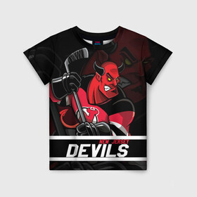 Детская футболка 3D с принтом Нью Джерси Девилз New Jersey Devils в Петрозаводске, 100% гипоаллергенный полиэфир | прямой крой, круглый вырез горловины, длина до линии бедер, чуть спущенное плечо, ткань немного тянется | devils | hockey | new jersey | new jersey devils | nhl | usa | девилз | нхл | ньюджерси | ньюджерси девилз | спорт | сша | хоккей | шайба