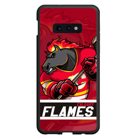 Чехол для Samsung S10E с принтом Калгари Флэймз Calgary Flames в Петрозаводске, Силикон | Область печати: задняя сторона чехла, без боковых панелей | calgary | calgary flames | flames | hockey | nhl | usa | калгари | калгари флэймз | нхл | спорт | сша | флэймз | хоккей | шайба