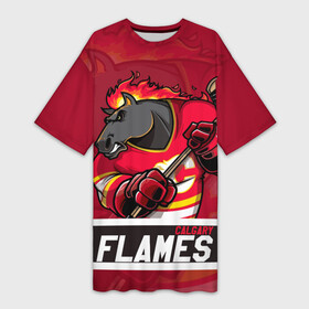 Платье-футболка 3D с принтом Калгари Флэймз, Calgary Flames в Петрозаводске,  |  | calgary | calgary flames | flames | hockey | nhl | usa | калгари | калгари флэймз | нхл | спорт | сша | флэймз | хоккей | шайба