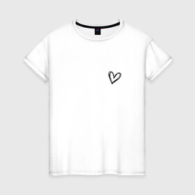 Женская футболка хлопок с принтом Сердечко крохотное в Петрозаводске, 100% хлопок | прямой крой, круглый вырез горловины, длина до линии бедер, слегка спущенное плечо | девушке | крохотное | любовь | на подарок | сердце | страсть
