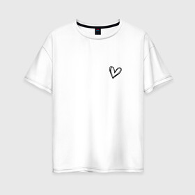 Женская футболка хлопок Oversize с принтом Сердечко крохотное в Петрозаводске, 100% хлопок | свободный крой, круглый ворот, спущенный рукав, длина до линии бедер
 | девушке | крохотное | любовь | на подарок | сердце | страсть