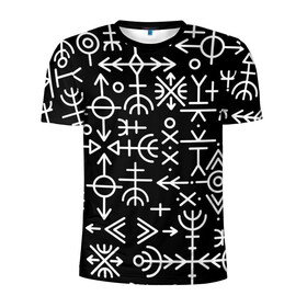 Мужская футболка 3D спортивная с принтом Скандинавские руны Славянские символы в Петрозаводске, 100% полиэстер с улучшенными характеристиками | приталенный силуэт, круглая горловина, широкие плечи, сужается к линии бедра | runes | викинг | викинги | древние знаки | знаки | норвегия | норвежские | руны | русь | символы | скандинавия | скандинавские | славяне | славянская символика