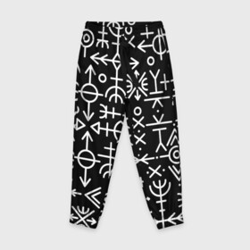 Детские брюки 3D с принтом Скандинавские руны, Славянские символы в Петрозаводске, 100% полиэстер | манжеты по низу, эластичный пояс регулируется шнурком, по бокам два кармана без застежек, внутренняя часть кармана из мелкой сетки | runes | викинг | викинги | древние знаки | знаки | норвегия | норвежские | руны | русь | символы | скандинавия | скандинавские | славяне | славянская символика