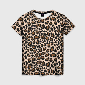 Женская футболка 3D с принтом Леопардовые Пятна в Петрозаводске, 100% полиэфир ( синтетическое хлопкоподобное полотно) | прямой крой, круглый вырез горловины, длина до линии бедер | jaguar | leopard | ocelot | predator | гепард | дикая кошка | животное | зверь | кот | леопард | леопардовые пятна | оцелот | хищная кошка | хищник | ягуар