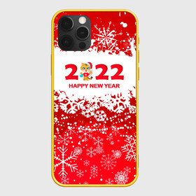 Чехол для iPhone 12 Pro с принтом Happy New Year 2022. в Петрозаводске, силикон | область печати: задняя сторона чехла, без боковых панелей | 2022 | happy new year | merry christmas | год тигра | зима близко | нг | новогодний | новогодний тигр | новый год | новый год 2022 | рождество | символ 2022 года | снег | снежинки | тигр
