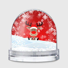 Игрушка Снежный шар с принтом Новогодний Олень сидит в снегу. в Петрозаводске, Пластик | Изображение внутри шара печатается на глянцевой фотобумаге с двух сторон | 2022 | happy new year | merry christmas | год тигра | зима близко | нг | новогодний | новогодний олень | новогодний тигр | новый год | новый год 2022 | олень | олень с подарком | рождество | символ 2022 года | снег | снежинки