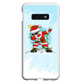 Чехол для Samsung S10E с принтом Santa Dabbing в гирлянде. в Петрозаводске, Силикон | Область печати: задняя сторона чехла, без боковых панелей | 2022 | dabbing | happy new year | merry christmas | santa dabbing | год тигра | зима близко | нг | новогодний | новогодний тигр | новый год | новый год 2022 | рождество | символ 2022 года | снег | снежинки