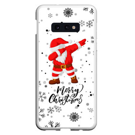 Чехол для Samsung S10E с принтом Santa Dabbing идет снег. в Петрозаводске, Силикон | Область печати: задняя сторона чехла, без боковых панелей | 2022 | dabbing | happy new year | merry christmas | santa dabbing | год тигра | зима близко | нг | новогодний | новогодний тигр | новый год | новый год 2022 | рождество | символ 2022 года | снег | снежинки