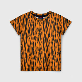 Детская футболка 3D с принтом Тигровые Полосы в Петрозаводске, 100% гипоаллергенный полиэфир | прямой крой, круглый вырез горловины, длина до линии бедер, чуть спущенное плечо, ткань немного тянется | animal | beast | cat | predator | tiger | амурский тигр | белый тигр | год тигра | животное | зверь | кот | полосатая кошка | саблезубый тигр | тигр | хищник | царь джунглей | шерхан