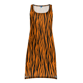 Платье-майка 3D с принтом Тигровые Полосы в Петрозаводске, 100% полиэстер | полуприлегающий силуэт, широкие бретели, круглый вырез горловины, удлиненный подол сзади. | animal | beast | cat | predator | tiger | амурский тигр | белый тигр | год тигра | животное | зверь | кот | полосатая кошка | саблезубый тигр | тигр | хищник | царь джунглей | шерхан