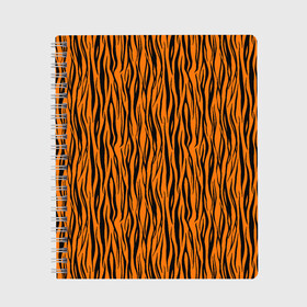 Тетрадь с принтом Тигровые Полосы в Петрозаводске, 100% бумага | 48 листов, плотность листов — 60 г/м2, плотность картонной обложки — 250 г/м2. Листы скреплены сбоку удобной пружинной спиралью. Уголки страниц и обложки скругленные. Цвет линий — светло-серый
 | Тематика изображения на принте: animal | beast | cat | predator | tiger | амурский тигр | белый тигр | год тигра | животное | зверь | кот | полосатая кошка | саблезубый тигр | тигр | хищник | царь джунглей | шерхан