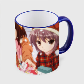 Кружка с принтом Haruhi Gift в Петрозаводске, керамика | ёмкость 330 мл | mikuru asahina | suzumiya haruhi | yuki nagato | микуру асахина | харухи | харухи судзумия | юки нагато