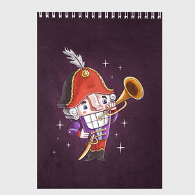 Скетчбук с принтом Рождественский Щелкунчик в Петрозаводске, 100% бумага
 | 48 листов, плотность листов — 100 г/м2, плотность картонной обложки — 250 г/м2. Листы скреплены сверху удобной пружинной спиралью | Тематика изображения на принте: nut cracker | nutcracker | новогодний | новогодняя сказка | новый год | рождество | сказка | снежинка | щелкунчик