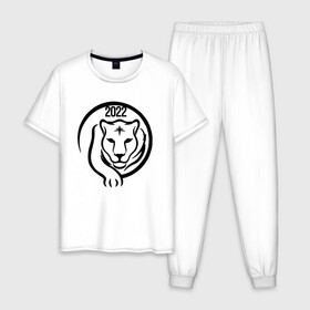 Мужская пижама хлопок с принтом ТигрРр 2022 в Петрозаводске, 100% хлопок | брюки и футболка прямого кроя, без карманов, на брюках мягкая резинка на поясе и по низу штанин
 | Тематика изображения на принте: 2022 | кот | лев | новый год | тигр
