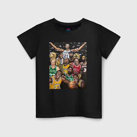 Детская футболка хлопок с принтом Легенды НБА в Петрозаводске, 100% хлопок | круглый вырез горловины, полуприлегающий силуэт, длина до линии бедер | арт | коби брайант | леброн джеймс | лэйкерс | майкл джордан | нба