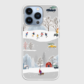 Чехол для iPhone 13 Pro с принтом Нoвoгодние Праздники 2022 в Петрозаводске,  |  | 2022 | год | дома | елки | зима | каникулы | новый | праздник | радость | рождество | санки | снег | снеговик | снежки