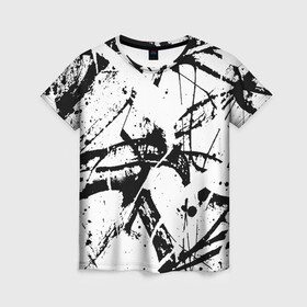 Женская футболка 3D с принтом GRUNGE TRIP в Петрозаводске, 100% полиэфир ( синтетическое хлопкоподобное полотно) | прямой крой, круглый вырез горловины, длина до линии бедер | grunge | абстракция | граундж | грязный | кляксы | пестрый | черно белый