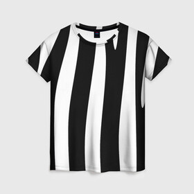 Женская футболка 3D с принтом ZeBRO в Петрозаводске, 100% полиэфир ( синтетическое хлопкоподобное полотно) | прямой крой, круглый вырез горловины, длина до линии бедер | зебра | пестрый | полосатый | узор | черно белое