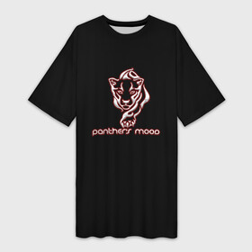 Платье-футболка 3D с принтом Panther s mood в Петрозаводске,  |  | африка | грива | животные | злой | злость | зубы | клыки | леопард | настроение | неон | неоновые принты | охота | пантера | природа | саванна | светящиеся | сердится | тайга | хищник | черная пантера